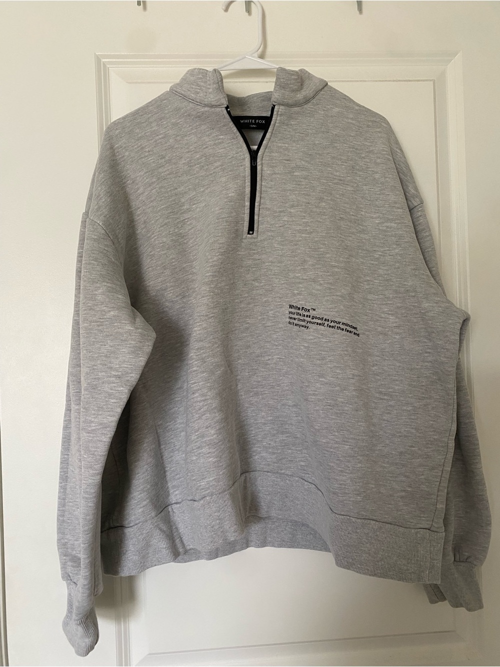White Fox Caught Up With You Zip Front Sweater Grey Marle - Picture 3 of 6